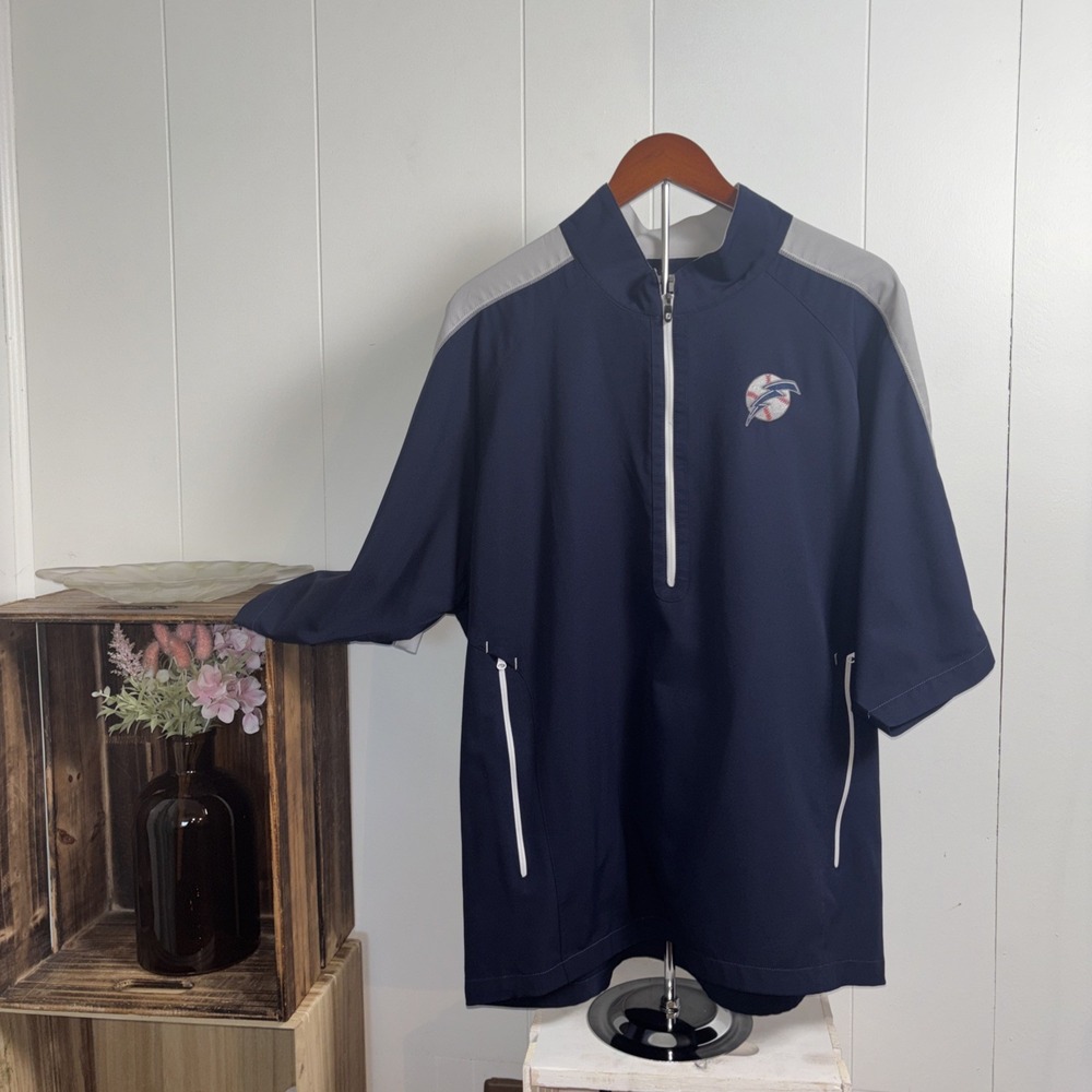 FootJoy Men Navy Blue Quarter Zip Pullover X-Large lighting bolt logo